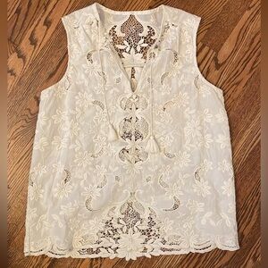 Sea New York Lace Sleeveless Blouse 100% Cotton Small
